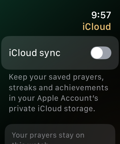 Private iCloud sync: the real Rak’ah app screen